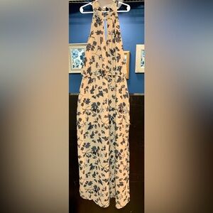 Blush Cream and Blue Floral Jumpsuit with Relaxed Fit